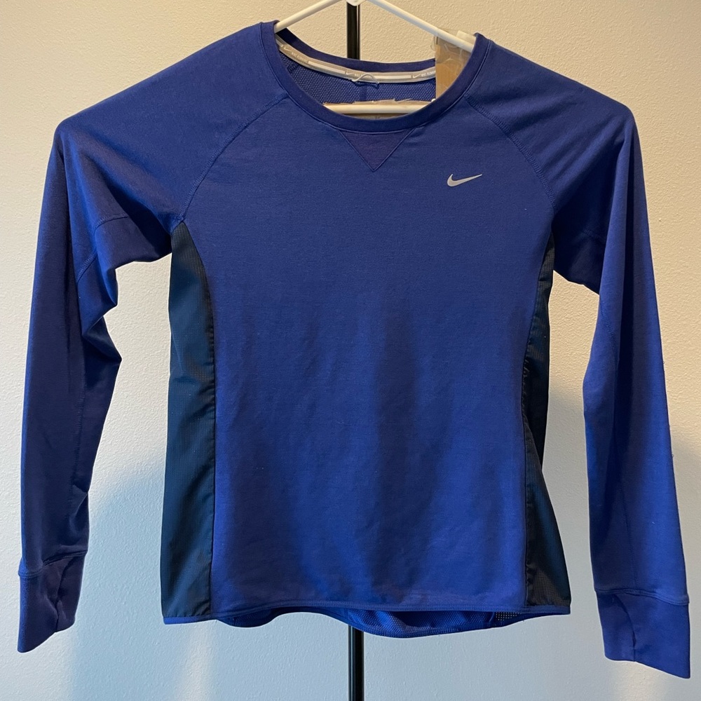 Nike Dri-Fit Running Womens Medium Blue Running Long Sleeve Shirt